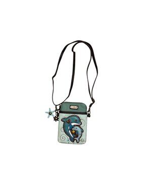 Chala Women's Dolphin Crossbody Cell Phone Bag Purse Starfish Charm Teal Striped